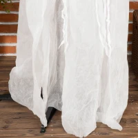 Outsunny 74 Inch Halloween Decorations White Witch Holding Pumpkin Head, Standing Skeleton Ghost Prop Life Size with Light Up Eyes and Body(m-9)