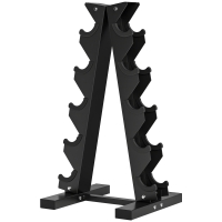 SPORTNOW Hantelständer für 10 Kurzhanteln, 5 Ebenen, stabiles Stahlgestell, bis 100 kg, schwarz, 66 x 35 x 33 cm