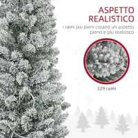 HOMCOM Albero di Natale Innevato con 329 Rami e Luci LED Bianche, in Plastica e Metallo, Ø52x180 cm, Verde(m-6)