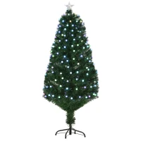 HOMCOM Sapin de Noël Artificiel Lumineux 150H cm Fibre Optique LED 170 Ampoules Multicolores 170 Branches étoile Sommet Brillante Vert(m-10)