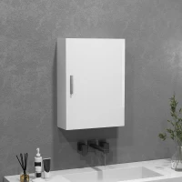 HOMCOM Armadietto Bagno da Parete in Legno con 3 Ripiani Regolabili in Vetro su 3 Livelli, 40x15x55 cm, Bianco(m-2)