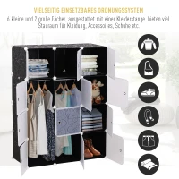 HOMCOM DIY Kleiderschrank Regalsystem mit 2 große und 9 kleinen Würfeln DIY-Würfelregal, Schuhregal, Aufbewahrungsregal für Büchern Spielzeug Schwarz 111 x 47 x 145 cm(m-6)