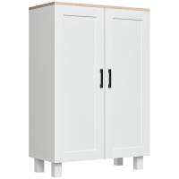 HOMCOM Mueble Auxiliar Moderno con 2 Puertas Estante Ajustable y Base Elevada para Salón Cocina Comedor 60x30x90 cm Blanco
