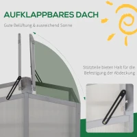 Outsunny Frühbeet Treibhaus Gewächshaus Frühbeetkasten Pflanzenbeet mit Abdeckung aus Holz und Polycarbonat wetterfest Hellgrau 90 x 80 x 58 cm(m-5)