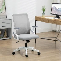 Vinsetto Mesh Office Chair, Desk Chair with Lumbar Support, Flip-up Armrest, Swivel Wheels, Adjustable Height, Grey(m-2)