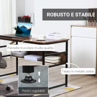 HOMCOM Tavolo da Disegno Inclinabile su 15 Livelli da 0-70°, Scrivania per Camera e Ufficio in Stile Industriale, 120x60x75cm, Marrone(m-5)