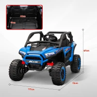 AIYAPLAY Kinderauto Elektro-UTV, 5-7 km/h, 2-Sitzer, Fernbedienung, Musik, Lichter, 1h Fahrtdauer, Blau(m-3)