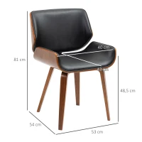 HOMCOM Lot de 2 chaises de salle à manger style vintage assise revêtement synthétique 53l x 54P x 81H cm noir marron(m-3)