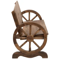 Outsunny Banc de Jardin 3 Places Style Rustique Chic accoudoirs Roues de Charette Bois Sapin traité carbonisation(m-9)