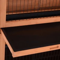 PawHut Clapier sur pieds cage à lapin double niveau plateaux excréments coulissants 4 portes verrouillables dim. 137L x 50l x 93H cm bois massif pin toit bitumé vert(m-8)