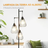 HOMCOM Lampada da Terra Vintage Industriale in Metallo Nero, Lampada a Piantana da Terra Moderna Ф35 x 170cm(m-4)