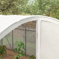 Outsunny Polytunnel Greenhouse Walk-in Grow House with UV-resistant PE Cover, Door, Galvanised Steel Frame, 4 x 3 x 2m, White(m-8)