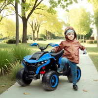 AIYAPLAY Elektroquad für Kinder, 3-6 km/h, LED-Scheinwerfer, Musik, USB, für 3-8 Jahre, Blau(m-2)