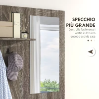HOMCOM Mobile da Ingresso 4 in 1 con Specchio, Ganci e Ripiani Interni, in Legno, 145x29x184 cm, Nero e Bianco(m-5)