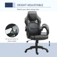 HOMCOM Office Chair Faux Leather Swivel Computer Desk Chair for Home Office with Wheels Armrests Gray(m-4)