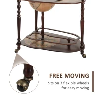 HOMCOM Globe Wine Bar Cart, Vintage Drinks Cabinet, Wine Container Minibar Storage Trolley Table with Bottle Glass Holder(m-4)