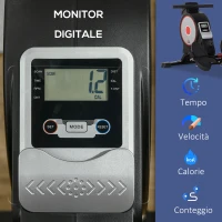 HOMCOM Vogatore Professionale per Casa con 8 Livelli di Resistenza Magnetica, Ruote e Monitor Digitale, Vogatore Pieghevole in Acciaio e ABS, 180x48x60cm, Nero e Grigio(m-5)