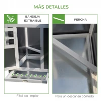 PawHut Gallinero Exterior Madera con Corredor Techo Abatible y Bandeja Extraíble Jaula para Gallinas Animales Pequeños Pollo 160x75x80cm(m-7)