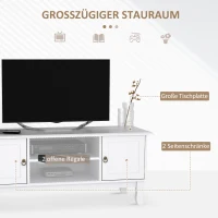HOMCOM TV Lowboard Fernsehtisch mit 2 Regale und 2 Schränke Fernsehschrank Holzfüße für Fernseher bis zu 50" Wohnzimmer MDF Weiß 120x45x50,5 cm(m-5)