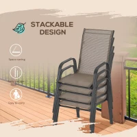 Outsunny Set of Four Stackable Mesh Seat Chairs - Grey(m-5)