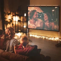 HOMCOM Projector Screen and Stand with Carry Bag, 80 Inch Portable Front & Rear Projection Screen, 4K HD 16:9 Screen for Outdoor and Indoor, Home Theater, Presentation(m-2)