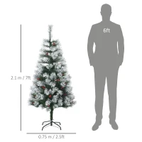 HOMCOM Indoor Christmas Tree Artificial Berry Xmas Decoration with Metal Stand and 184 Tips (5FT(150CM))(m-3)