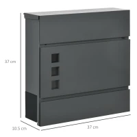 HOMCOM Cassetta Postale in Acciaio Zincato con 3 Fessure e 2 Chiavi di Sicurezza, 37x10.5x37 cm, Grigio(m-3)