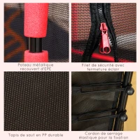 HOMCOM Trampoline pour enfant Ø 1,63 x 1,63 m filet de sécurité porte zippée 6 poteaux rembourrés inclus rouge noir(m-6)