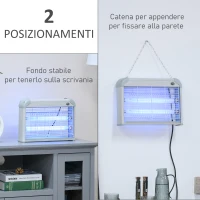 Outsunny Elettroinsetticida da Esterno e Interno con Lampada Antizanzare UV per 60m², Zanzariera Elettrica 20W, Grigio e bianco(m-6)