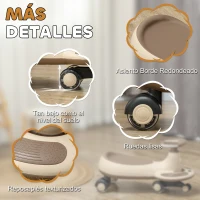 AIYAPLAY Correpasillos Wiggle con Cuerda de Tracción para Padres Música Luz y Espacio de Almacenamiento 69x31x69 cm Caqui(m-7)