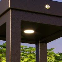 Outsunny Gartenleuchte, Solarbetrieb, bis 10h Leuchtdauer, Einschaltautomatik, wetterfest, 12,5 x 12,5 x 50 cm, Schwarz(m-9)