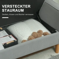HOMCOM Zweisitzer-Sofa mit Stauraum und soliden Holzbeinen, für Wohnzimmer, Schlafzimmer, 117 x 63 x 79 cm, Hellgrau(m-4)