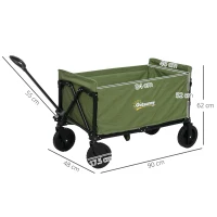 Outsunny 120L Festival Trolley on Wheels, Folding & Compact Camping Trolley Cart with Adjustable Handle for Garden, Beach, Fishing, Green(m-3)