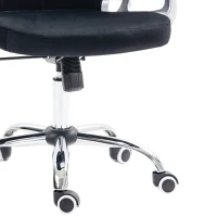 Vinsetto Bürostuhl, Knopfheftung, Samtoptik, höhenverstellbar, ergonomisch, bis 120 kg, Schwarz(m-8)