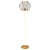 HOMCOM Stehlampe Wohnzimmer Stehleuchte 40W Standleuchte mit E27 Fassung Metallgitter Schirm Schlafzimmer Vintage Gold 35 x 150 cm(m-10)