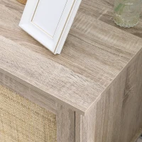 HOMCOM Table de Chevet Table de nuit en cannage Style bohème avec 1 Placard 48 x 40 x 58 cm - Bois naturel(m-7)