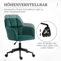 Vinsetto Bürostuhl, ergonomisch, höhenverstellbar, drehbar, Samtoptik, bis 120 kg, Grün(m-4)