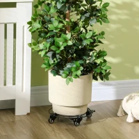 Outsunny Carrello Sottovaso con Ruote Ø30cm in Metallo con Ruote Girevoli e Freno, Nero(m-2)