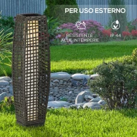 Outsunny Lampada Solare da Giardino con Pannello di Ricarica, in Acciaio e Rattan, 21x21x78 cm, Nero e Grigio(m-7)
