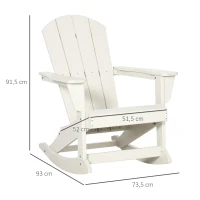 Outsunny Silla Mecedora de Jardín Estilo Adirondack de HDPE para Balcón Terraza Patio Carga 120 kg 73,5x93x91,5cm Blanco(m-3)