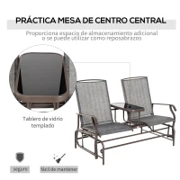 Outsunny Mecedora de 2 Plazas Banco Balancín Tipo Silla Basculante de Jardín o Patio de Metal y Tela Texteline para Exterior 147x78x101,5 cm(m-5)