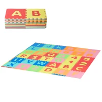 HOMCOM 60-teilige Kinder Puzzlematte Spielmatte mit 36 Matten, 24 Seitenmatten, Kinderspielteppich Spielteppich für Baby & Kinder mit Buchstaben und Zahlen EVA mehrfarbig 31,5 x 31,5 cm(m-10)