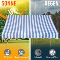 Outsunny Klemmmarkise mit Handkurbel höhenverstellbar Gelenkarmmarkise schmutzabweisend, witterungsbeständig Balkonmarkise 150cm breit Terrassenmarkise für Terrasse Balkon Veranda Blau+Weiß(m-4)