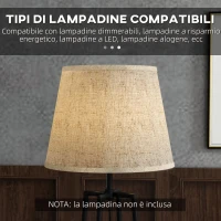 HOMCOM Lampada da Terra a 2 Ripiani in Metallo e MDF con Paralume in Tessuto, Ø42x166 cm, Nero e Marrone(m-7)