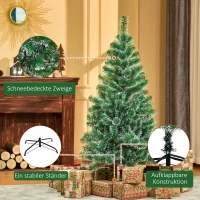 HOMCOM Künstlicher Weihnachtsbaum 1,5 m Christbaum Tannenbaum 416 Äste Metallfuß PET Grün(m-7)