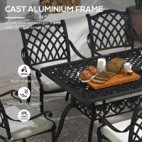 Outsunny 7 Pieces Aluminium Patio Dining Set with Umbrella Hole Black(m-4)