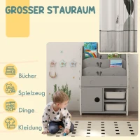 AIYAPLAY Kinderschrank, 4 Regalböden, 2 Aufbewahrungsboxen, HDPE, 67x29x98cm, Hellgrau(m-4)