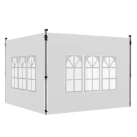 Outsunny Pareti per Gazebo 3x3 o 3x4 con Finestrelle Incluse, in Plastica e Tessuto Oxford, 295x195 cm, Bianco(m-1)