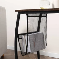 HOMCOM Mesa Auxiliar para Sofá y Cama Mesita Auxiliar Pequeña en Forma de C con Bolsillo de Almacenaje Estilo Industrial para Salón 53x35x64,5 cm Marrón Rústico(m-8)