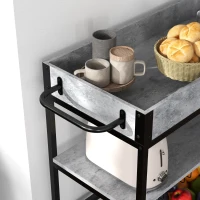 HOMCOM 3-Tier Kitchen Cart, Kitchen Island with Storage Shelves, Removable Tray, Wine Racks, Glass Holders, Faux Marbled Grey(m-8)